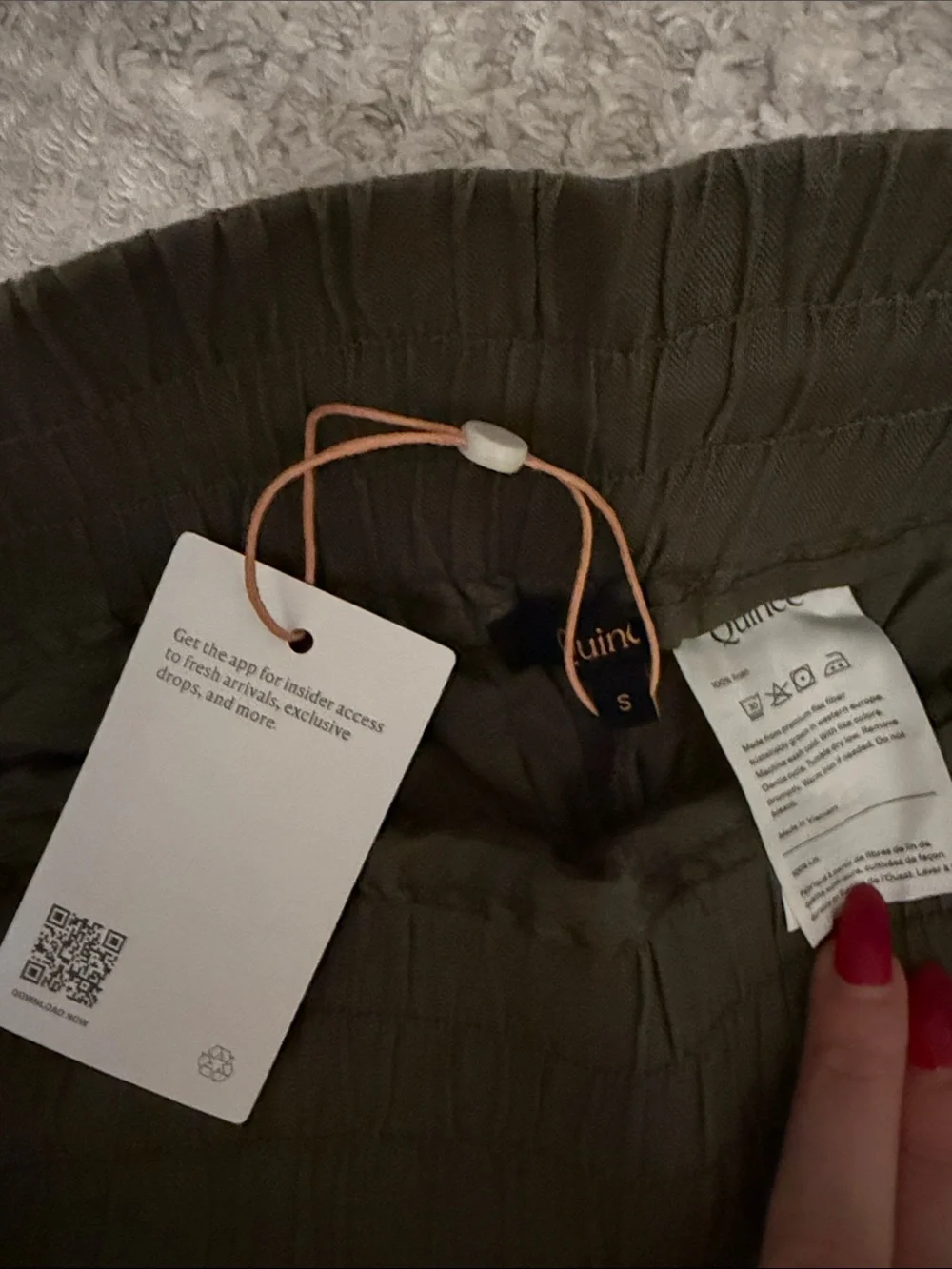 Quince Olive Green Drawstring Linen Pants